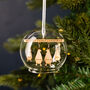 Personalised Wooden Penguin Family Glass Dome Bauble, thumbnail 1 of 2