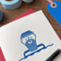 'Wild Swim Guy' Letterpress Card, thumbnail 1 of 3