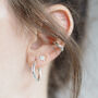 Sterling Silver Engraved Star Hoop Earrings, thumbnail 10 of 12