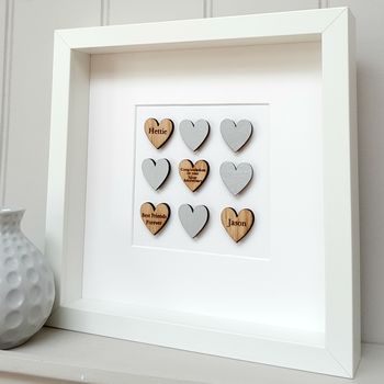 Personalised Oak Wedding Anniversary Hearts Artwork, 5 of 6