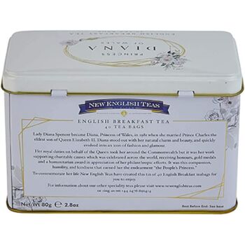 Diana Princess Of Wales Tea Tin With 40 Teabags, 4 of 4