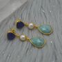 Blue Jade Pearl Amazonite Silver Earrings, thumbnail 7 of 7