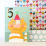 Gold Foiled Cat 5th Birthday Card, thumbnail 1 of 5