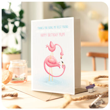 Flamingo Cute Funny Happy Birthday Mum Card For Mum Mummy Mother From Son Daughter Child, 3 of 4