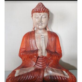 Medium Hand Carved Buddha Statue Welcome, 6 of 6