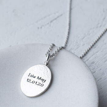 Personalised Hand And Footprint Silver Oval Necklace, 3 of 8