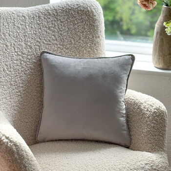 Super Soft Velvet Piped Cushion Pillow 43cm Silver Grey, 3 of 3