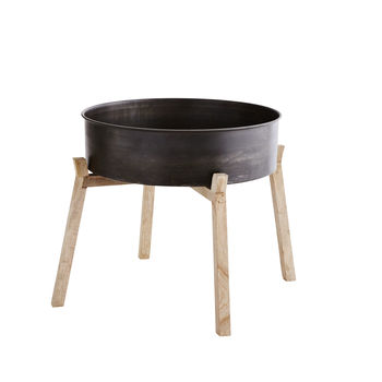 Blackened Metal Planter Or Side Table On A Stand, 2 of 3