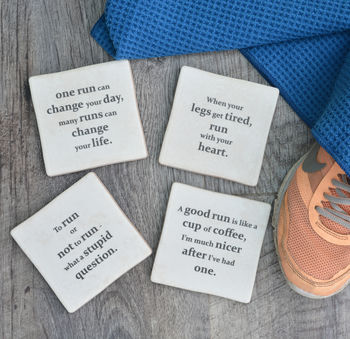 Set Of Four Ceramic Running Quotes Coasters, 2 of 3