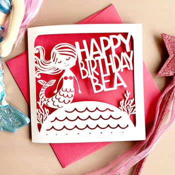 Personalised Mermaid Birthday Card, 2 of 4
