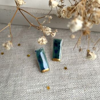 Handmade Crackle Ceramic Bar Stud Earrings, 6 of 10