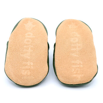 Dotty Fish Cream Bear Soft Leather Baby Shoes With Barefoot Soles, 7 of 8