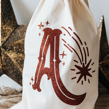 Glitter Initial Personalised Christmas Sack, 3 of 8