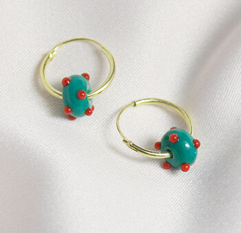 Zowie Coloured Gold Plated Silver Hoop Earrings, 3 of 6