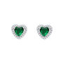 Green Heart Halo Cubic Zirconia Stud Earrings, thumbnail 1 of 3