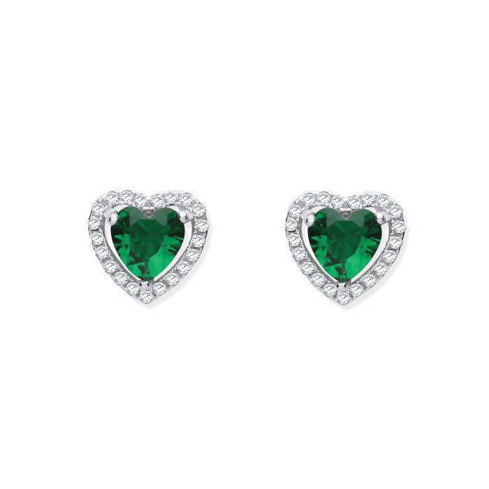 Green Heart Halo Cubic Zirconia Stud Earrings By Katherine Swaine