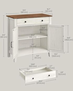 Sideboard Storage Cabinet Farmhouse Style With Drawer, 3 of 7