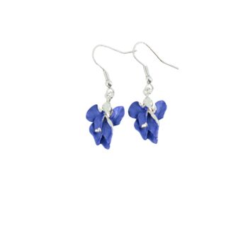Blue Iris February Birth Flower Earrings, Silver Tone, 4 of 5