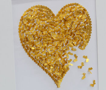 Framed Golden Wedding Anniversary 3D Butterfly Heart, 4 of 12