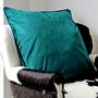 Teal Velvet Cushion With Navy Piping, thumbnail 1 of 2