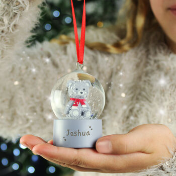 Personalised Name Only Teddy Bear Glitter Snow Globe, 2 of 3