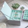 Dove Grey With Mint Classic Jewellery Box Lid, thumbnail 1 of 3