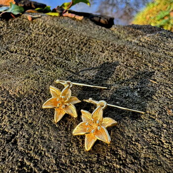 Lily Gold Drop Earring, 14k Gold Plated, 2 of 7