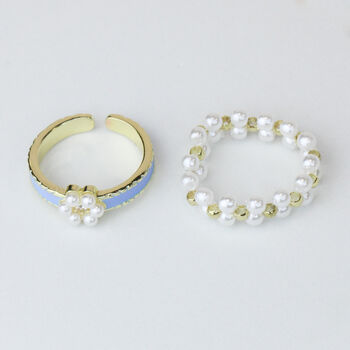 Adjustable Pearl Ring Set, 3 of 4