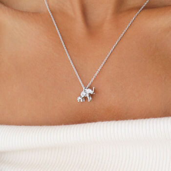 Elephant And Baby Silver Necklace, 4 of 4