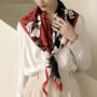 Red Floral Large Multi Colour Square Scarf, thumbnail 2 of 6