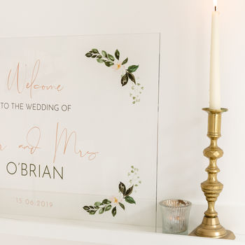 Floral Wedding Welcome Sign In Clear Acrylic, 3 of 3