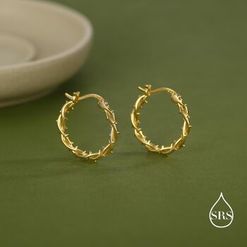 Thorned Vine Sterling Silver Hoop Earrings, 2 of 11
