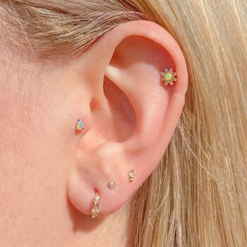 14k Solid Gold Opal Tear Drop Labret Earring, 2 of 7