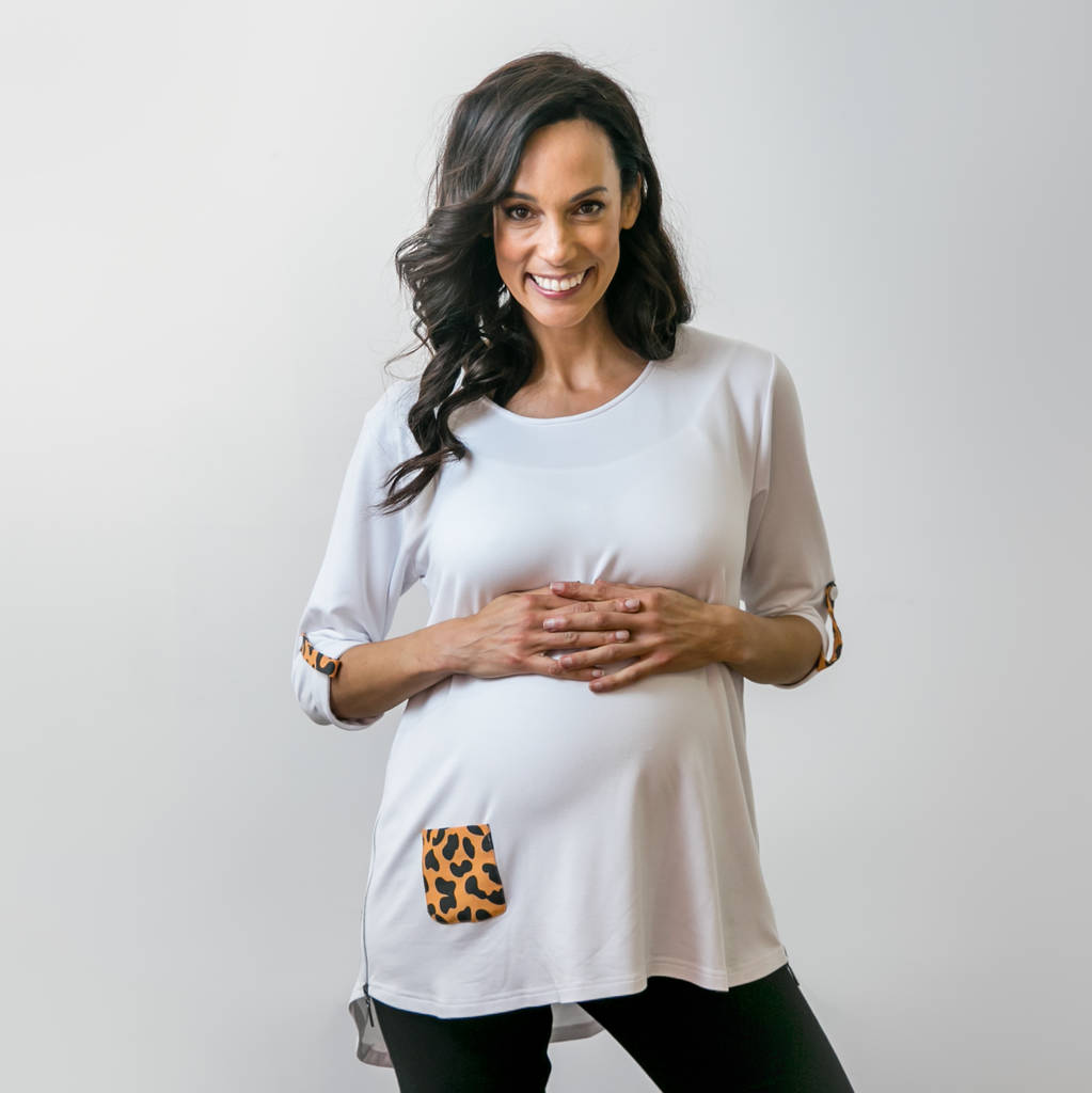 Animal Print And White Maternity And Nursing Top, 1 of 7