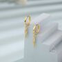 Sterling Silver Cz Lightning Bolt Huggie Hoop Earrings, thumbnail 5 of 10