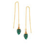 Emerald Gemstone Leaf Threader Earrings, thumbnail 3 of 5