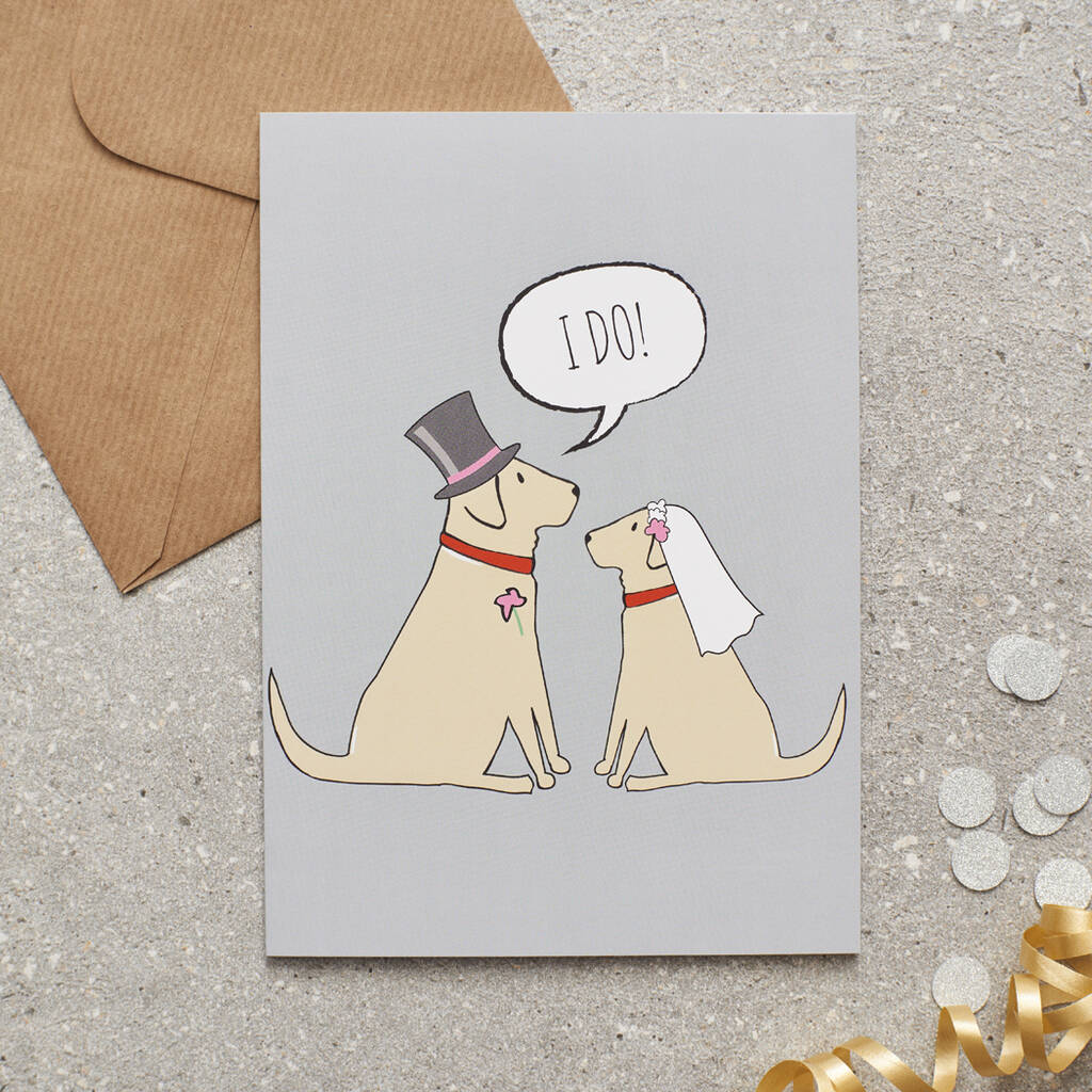Yellow Labrador Wedding / Engagement Card, 1 of 2