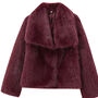 Faux Burgundy Fur Jacket, thumbnail 1 of 4