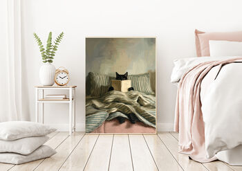 Cat Reading Book Painting Art Print, 3 of 4