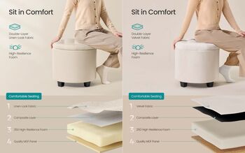 Round Ottoman Storage Footrest Seat Stool, 3 of 6