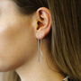 Sterling Silver Wave And Bar Threader Earrings, thumbnail 1 of 4