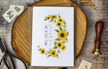Sunflowers Will You Be My Bridesmaid Card, 6 of 6
