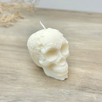 Floral Skull Candle Gothic Halloween Decor Autumn Gift, 10 of 10