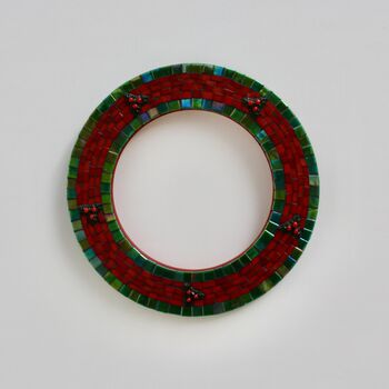 Handmade Mosaic Holly Christmas Wreath Wall Art, 4 of 6