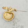 Vintage 1960s Gold Plated Red Crystal Apple Brooch, thumbnail 7 of 8