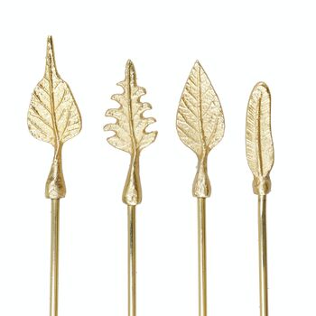 Brass Gold Feather Cocktail Stirrers, 4 of 6