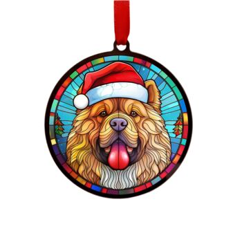 Chow Chow In Santa Hat Suncatcher Decoration, 5 of 6