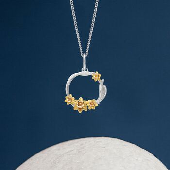 Sterling Silver Daffodil Necklace, 2 of 10