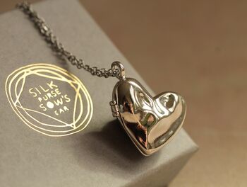 Sterling Silver Pebble Heart Photo Locket Necklace, 5 of 8