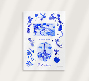 Scenes Of France Blue Tile Inspired Travel Print, 10 of 12